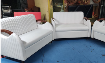 White Wood-Arm 2 Seater